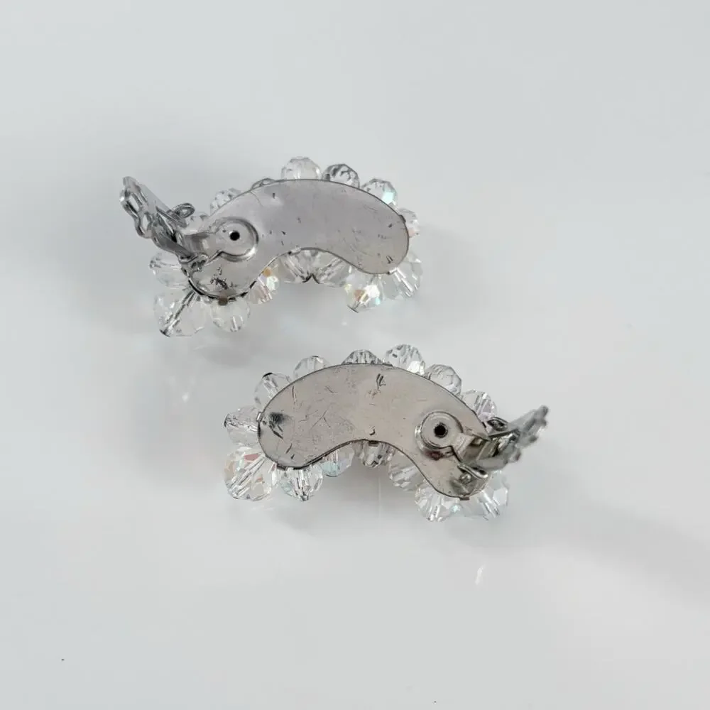 Vintage AB Crystal Climber Clip On Earrings